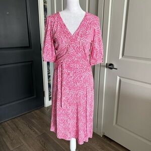 Vintage 90s Lilly Pulitzer Pink Print Wrap Dress Size S